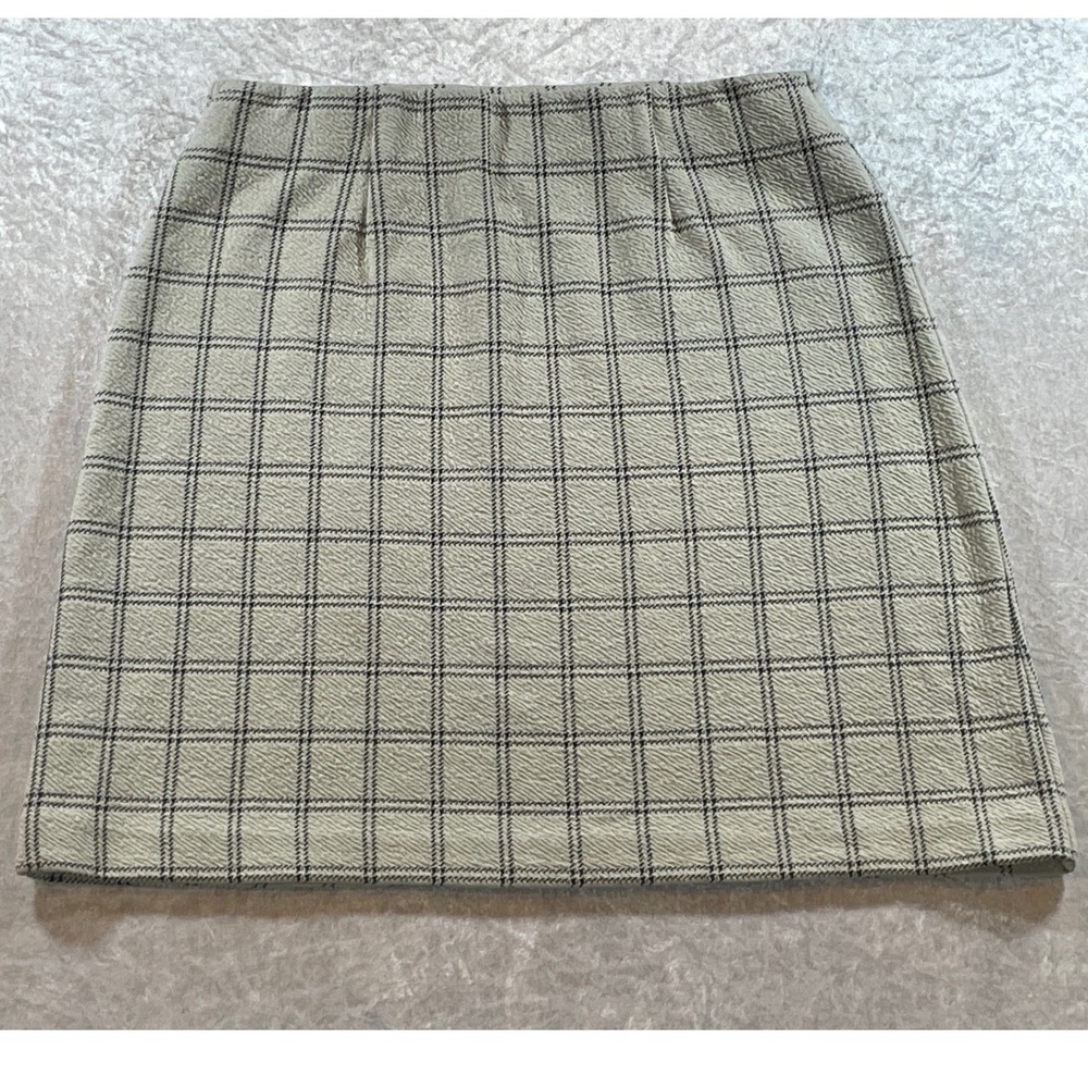 J. Jill Plaid Skirt Women S Cream Excellent Textured Pull On A-Line
